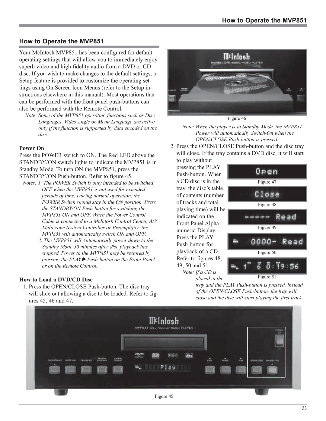 McIntosh owner manual How to Operate the MVP851 