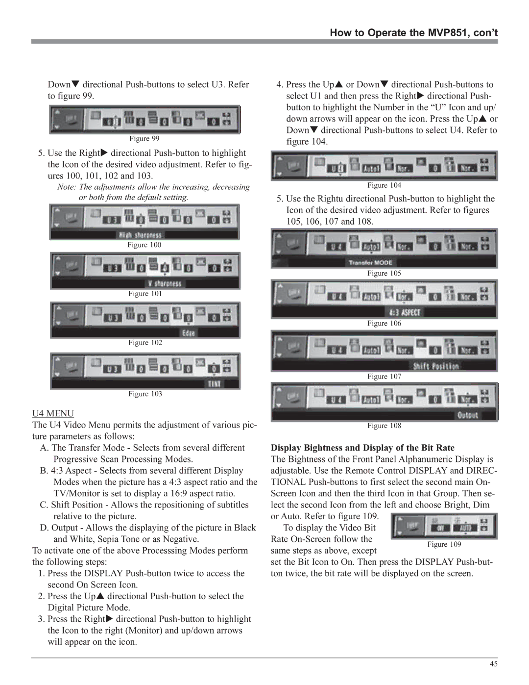 McIntosh MVP851 owner manual U4 Menu 