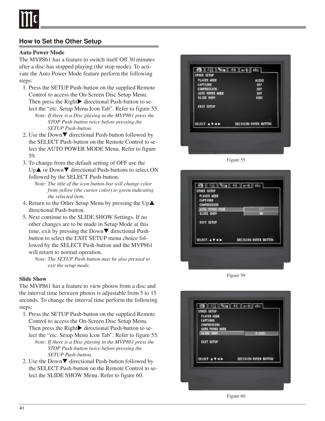 McIntosh MVP861 owner manual Auto Power Mode, Slide Show 