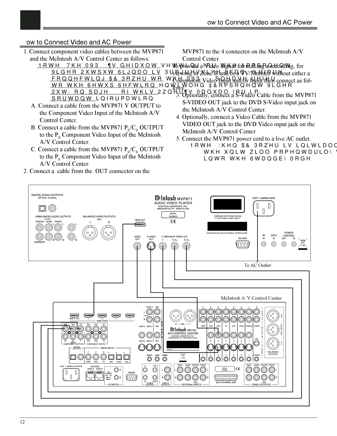 McIntosh MVP871 owner manual How to Connect Video and AC Power 