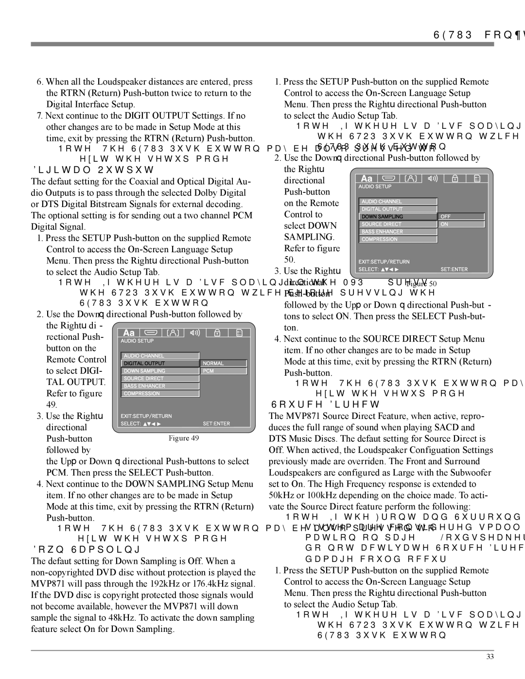 McIntosh MVP871 owner manual Digital Output, Down Sampling, Source Direct 