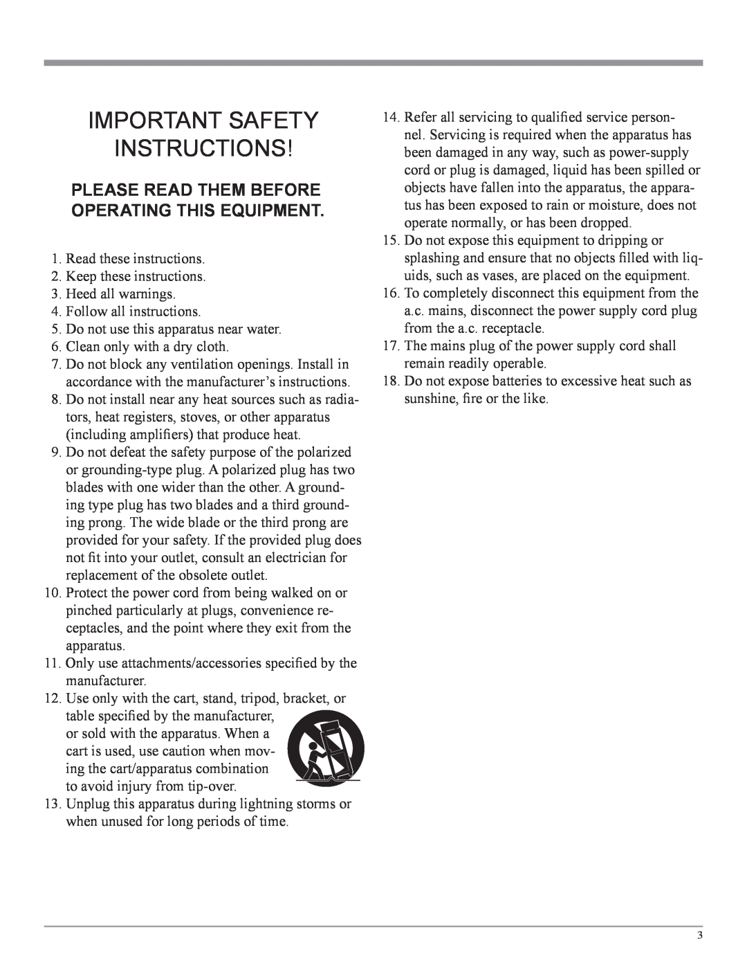 McIntosh MVP871 owner manual Important Safety Instructions, Please Read Them Before Operating This Equipment 