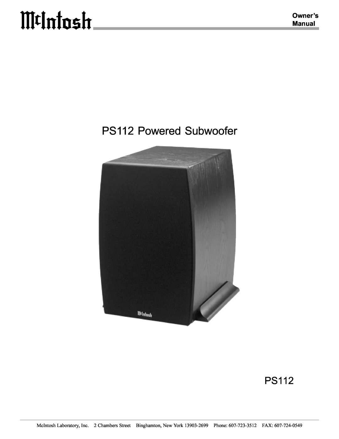 McIntosh manual PS112 Powered Subwoofer 