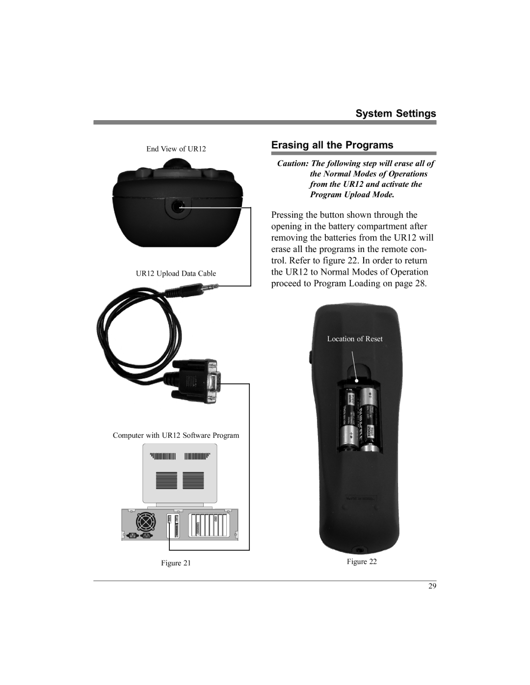 McIntosh UR12 manual Erasing all the Programs 