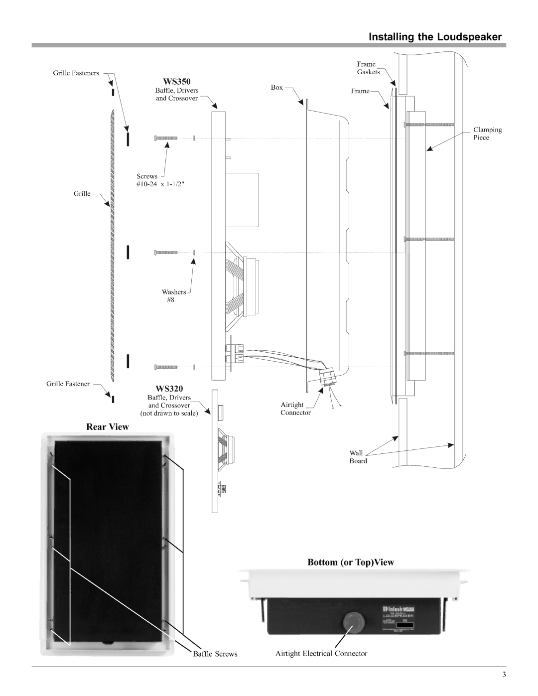 McIntosh WS320, WS350 manual Rear View Bottom or TopView 