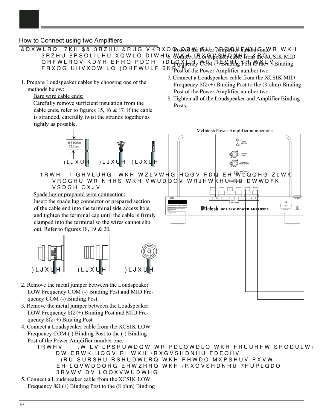 McIntosh XCS1K owner manual How to Connect using two Amplifiers 