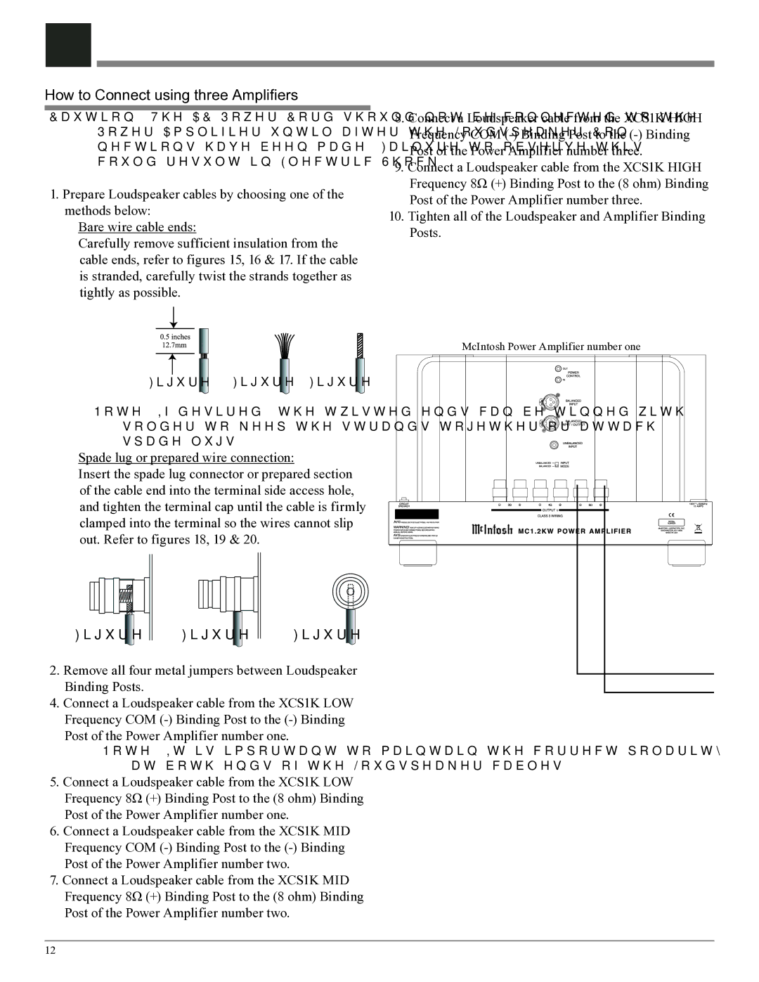 McIntosh XCS1K owner manual How to Connect using three Amplifiers 