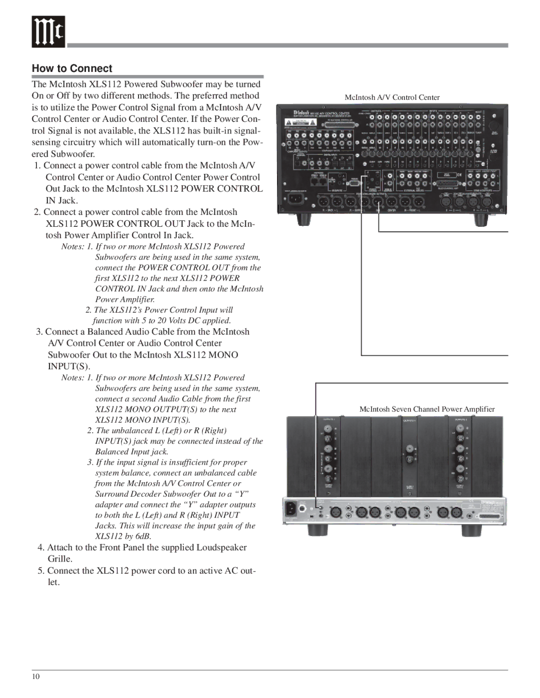 McIntosh XLS112 owner manual How to Connect 