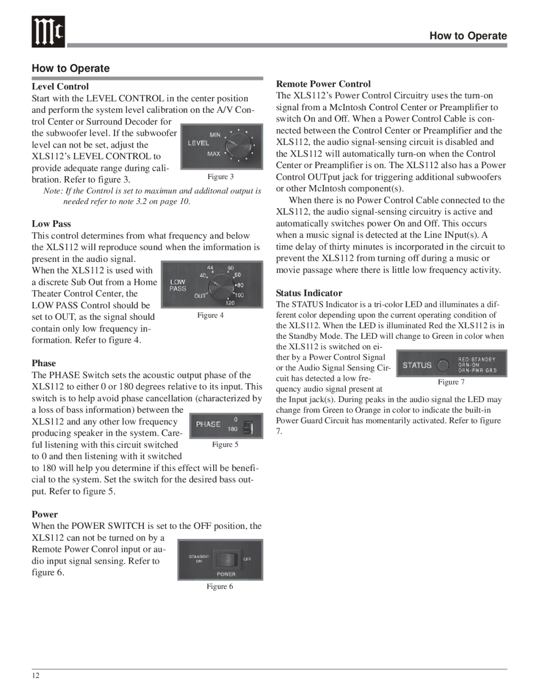 McIntosh XLS112 owner manual How to Operate 