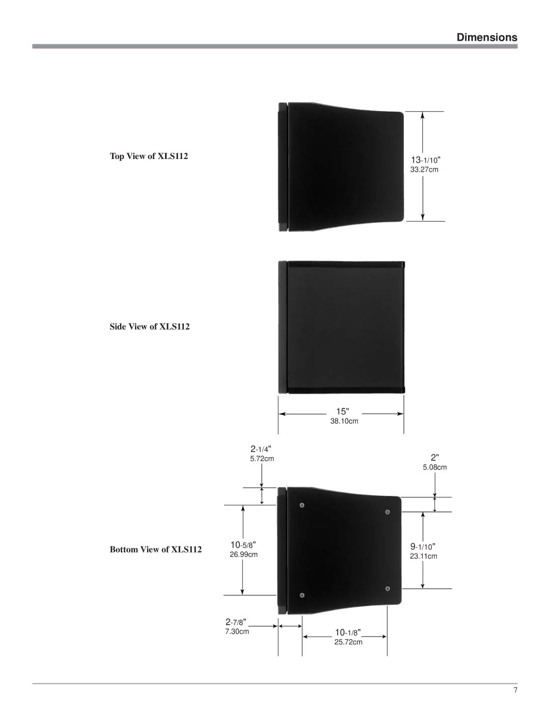 McIntosh owner manual Top View of XLS112 Side View of XLS112 