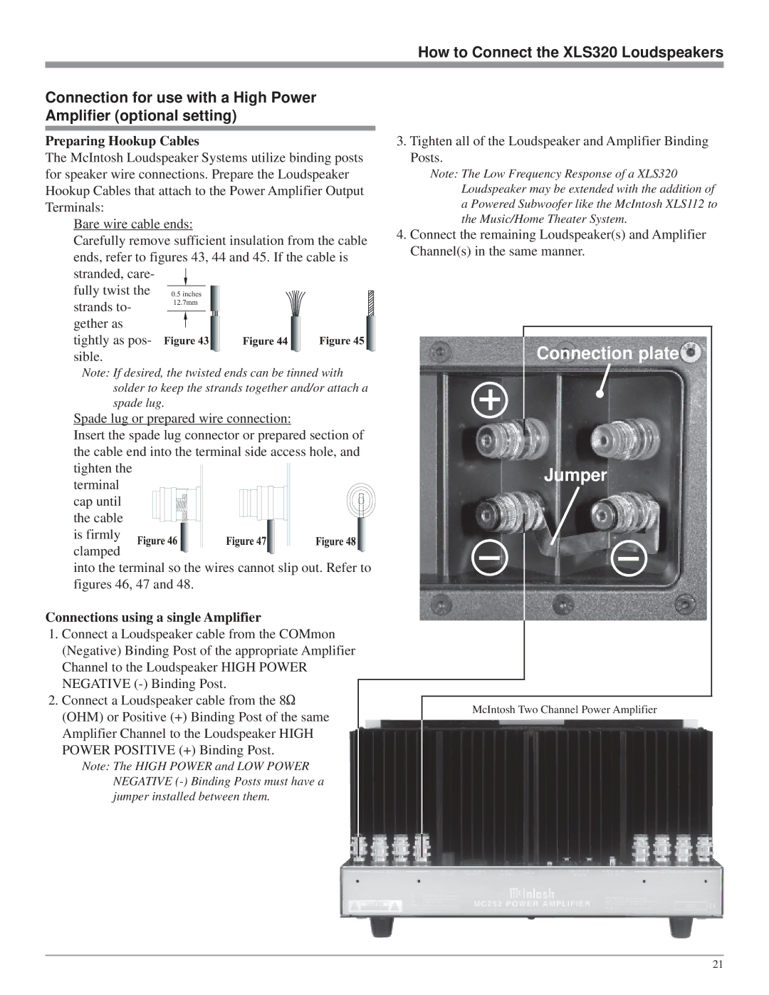 McIntosh XLS360, XLS320, XLS340, XCS350 owner manual Connection plate 