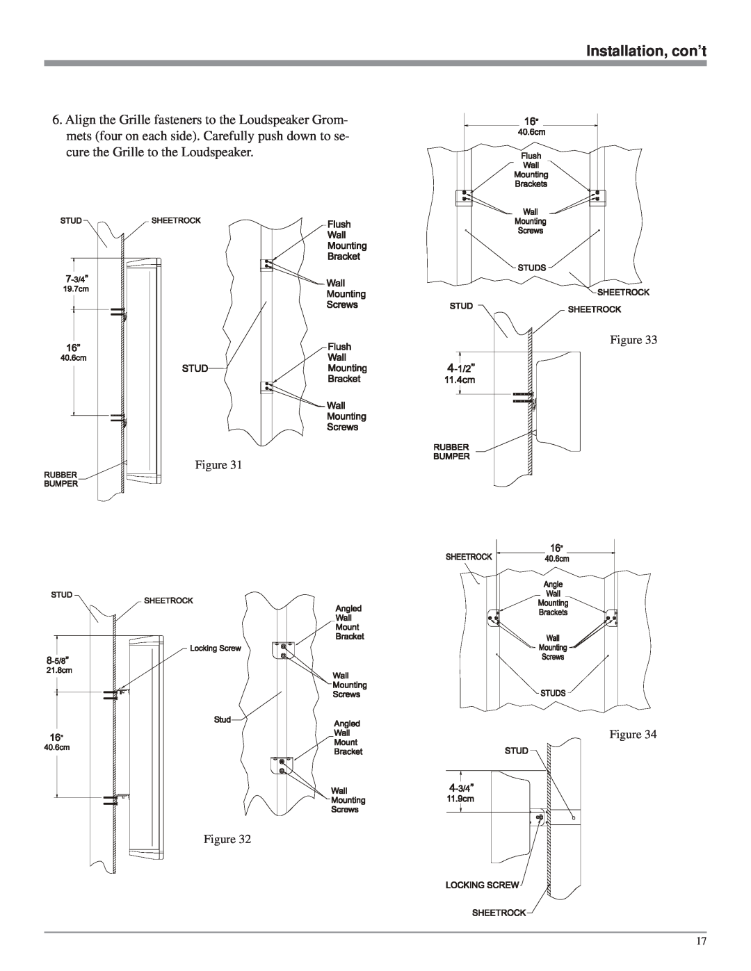 McIntosh XLS360, XLS320, XLS340, XCS350 owner manual Installation, con’t, Figure Figure Figure Figure 