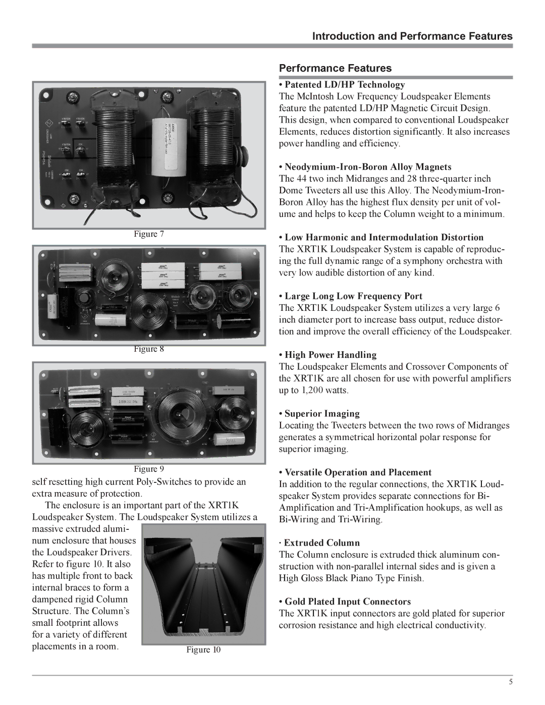 McIntosh XRT1K owner manual Introduction and Performance Features 