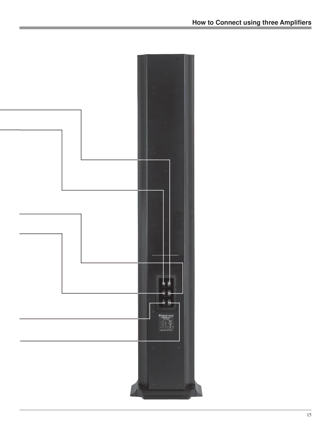 McIntosh XRT28 owner manual How to Connect using three Amplifiers 