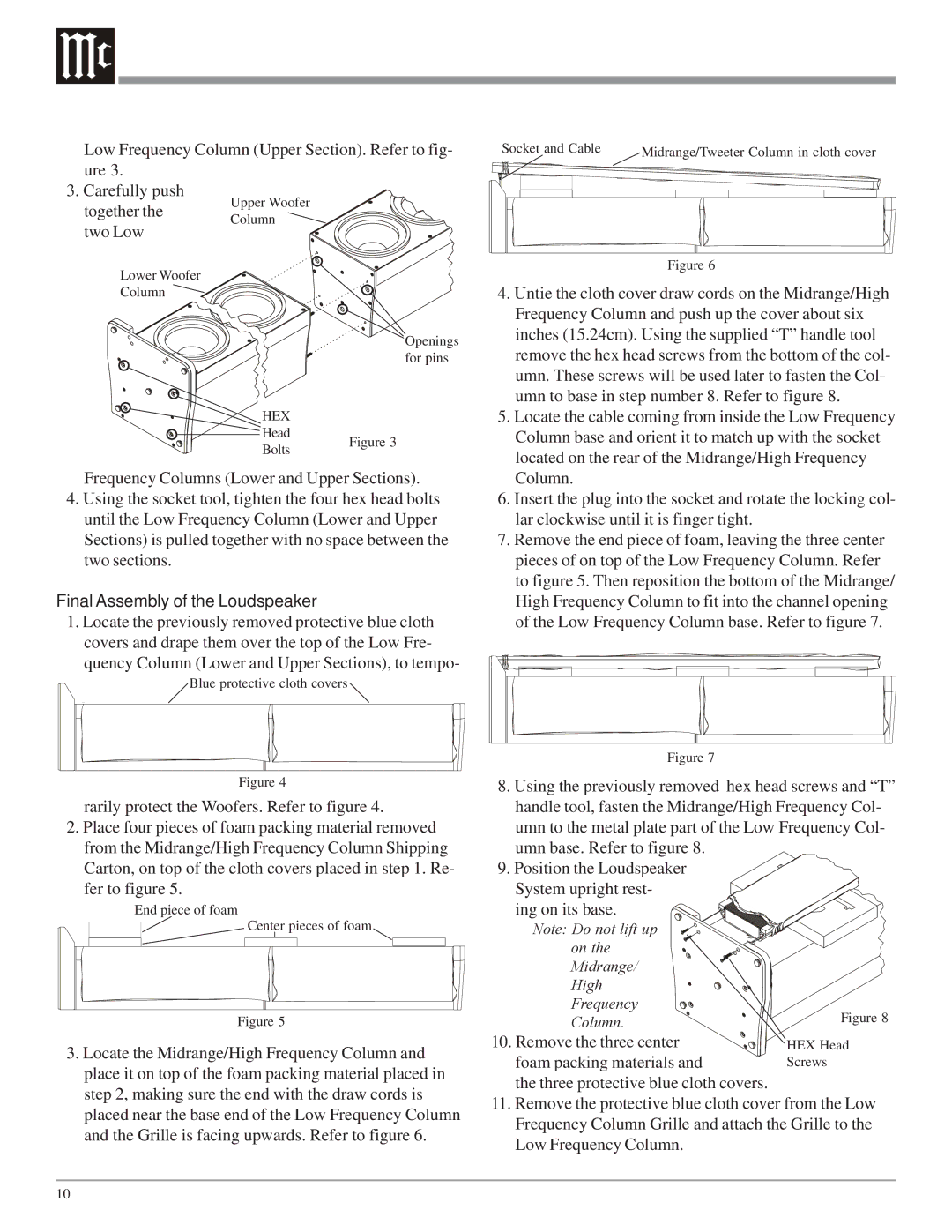 McIntosh XRT2K owner manual Final Assembly of the Loudspeaker 