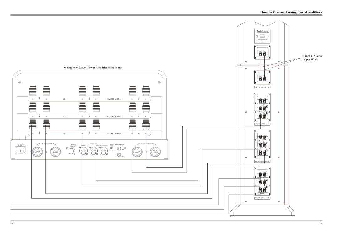 McIntosh XRT2K owner manual How to Connect using two Amplifiers 