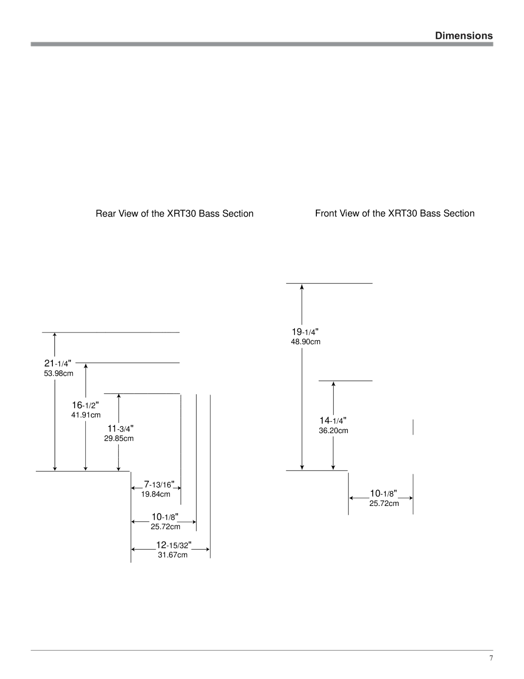 McIntosh owner manual Dimensions, Rear View of the XRT30 Bass Section 