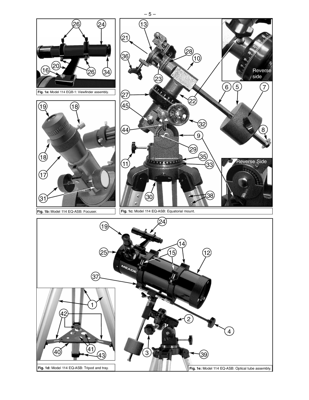 Meade 114 EQ-ASB instruction manual Reverse 