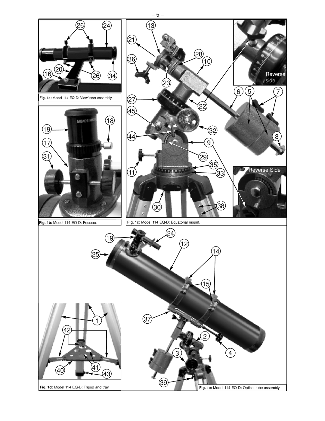 Meade 114 EQ-D instruction manual Reverse 