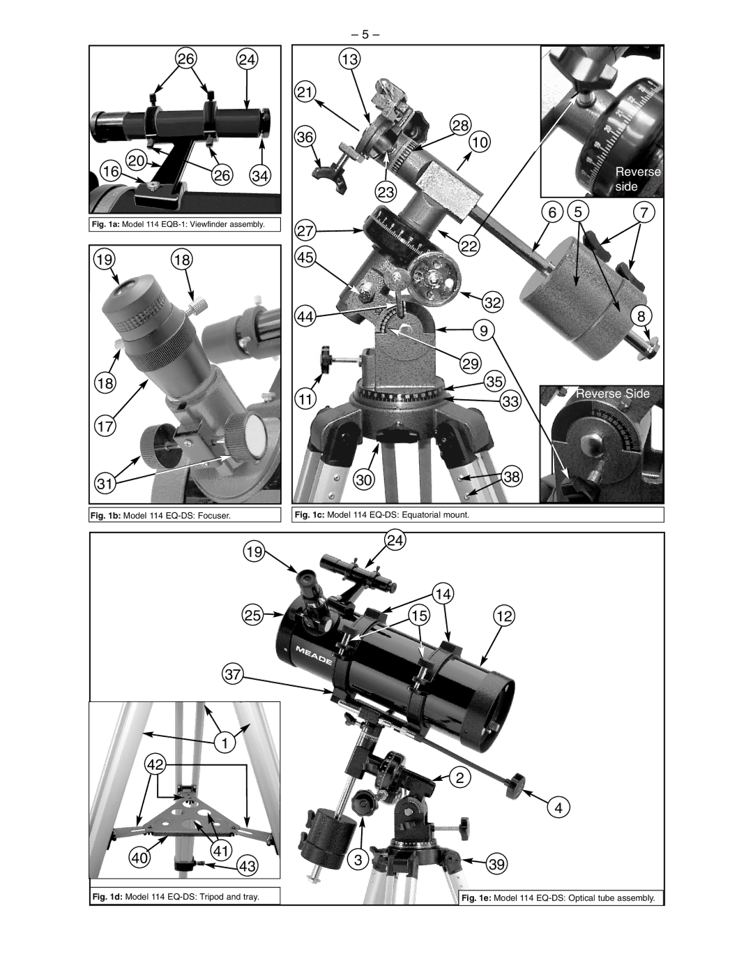 Meade 114 EQ-DS instruction manual Reverse 