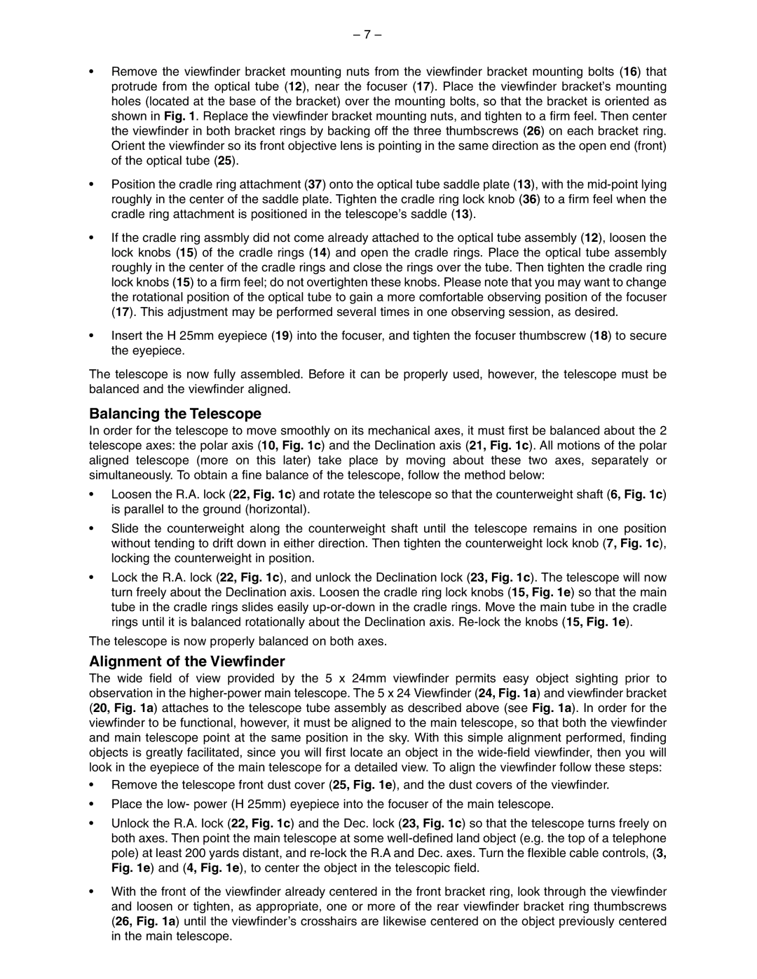 Meade 114 EQ-DS instruction manual Balancing the Telescope 