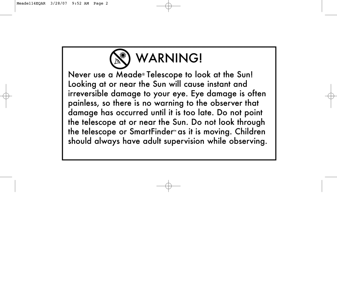 Meade 114EQ-AR instruction manual Meade114EQAR 3/28/07 952 AM 