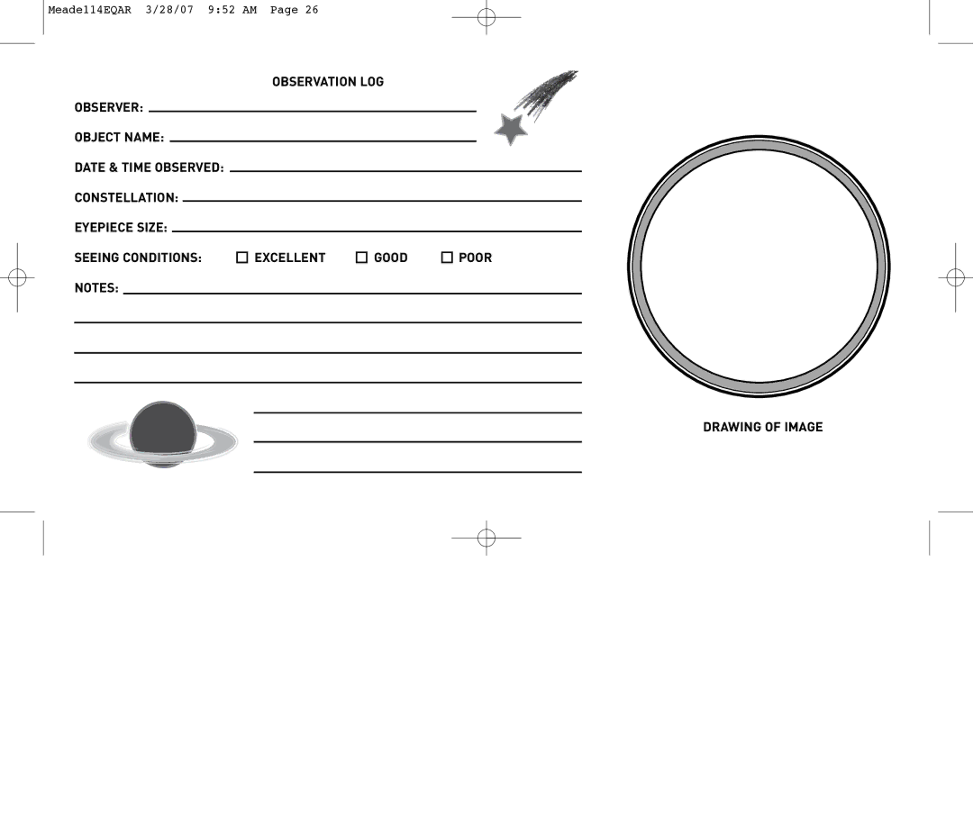 Meade 114EQ-AR instruction manual Drawing of Image 