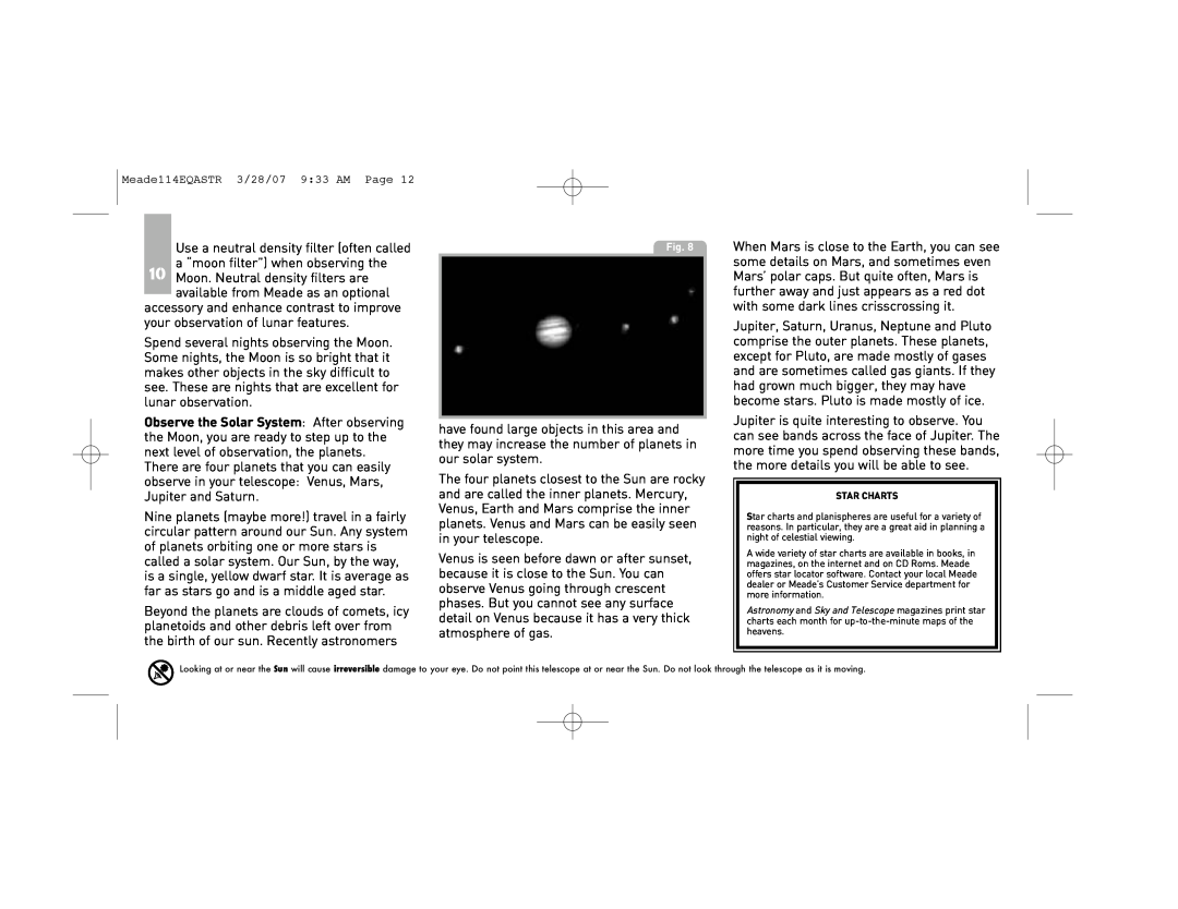 Meade 114EQ-ASTR instruction manual Star Charts 