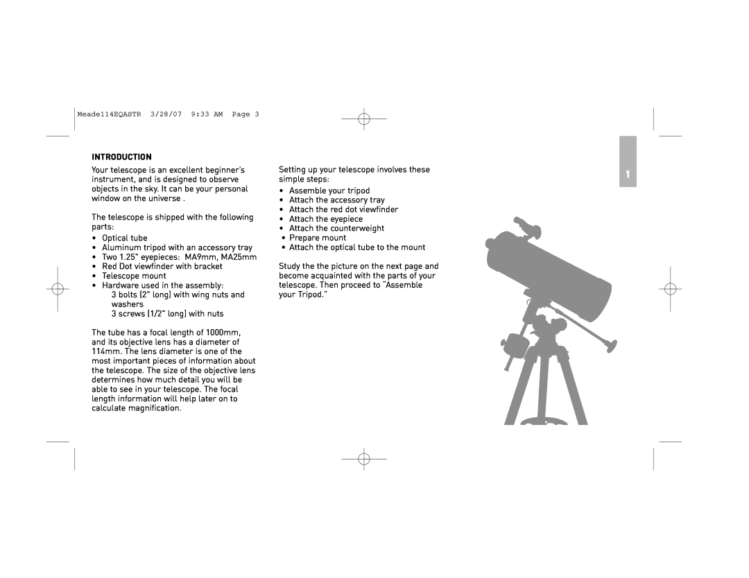 Meade 114EQ-ASTR instruction manual Introduction 