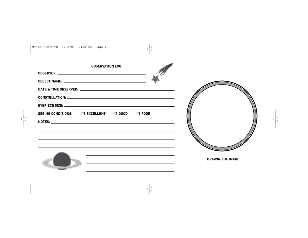 Meade 114EQ-ASTR instruction manual Drawing of Image 