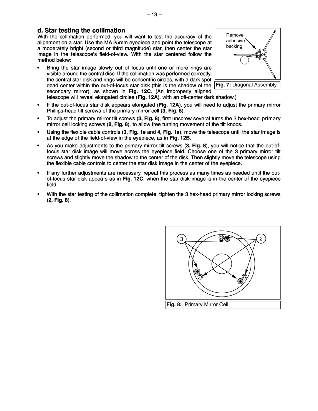 Meade 114ST EQ-D instruction manual d. Star testing the collimation 