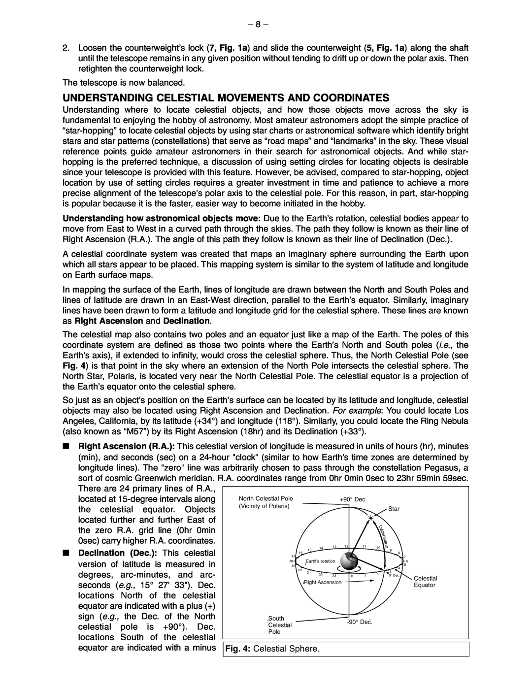 Meade 114ST EQ-D instruction manual Understanding Celestial Movements And Coordinates, Declination Dec.: This celestial 