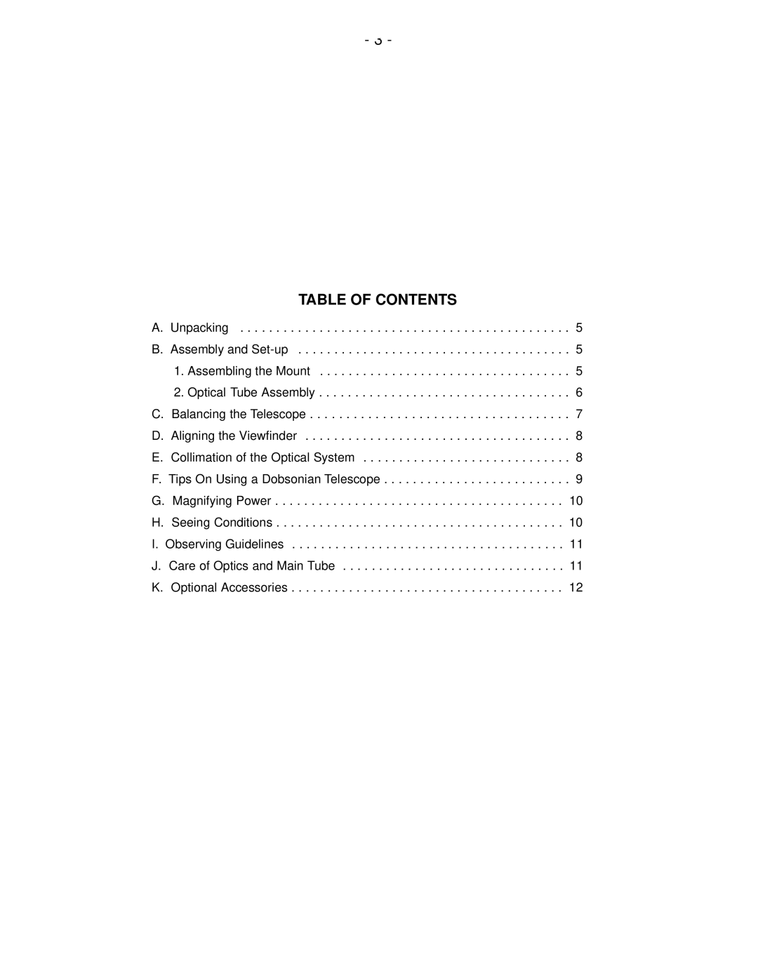 Meade 16 instruction manual Table of Contents 