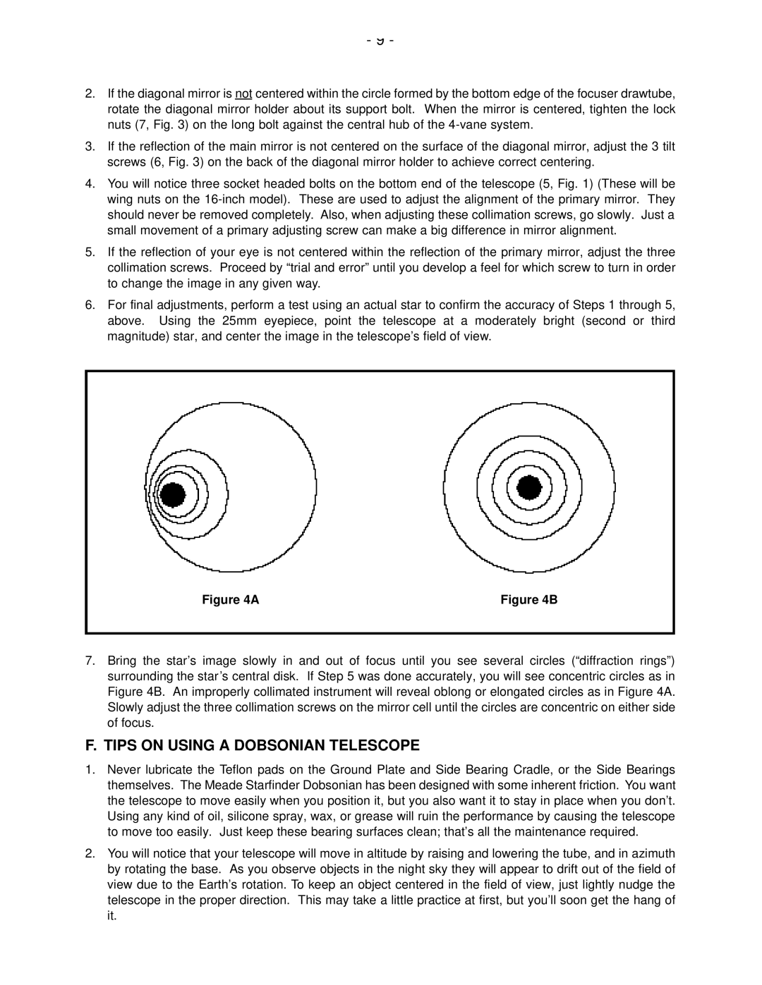 Meade 16 instruction manual Tips on Using a Dobsonian Telescope 