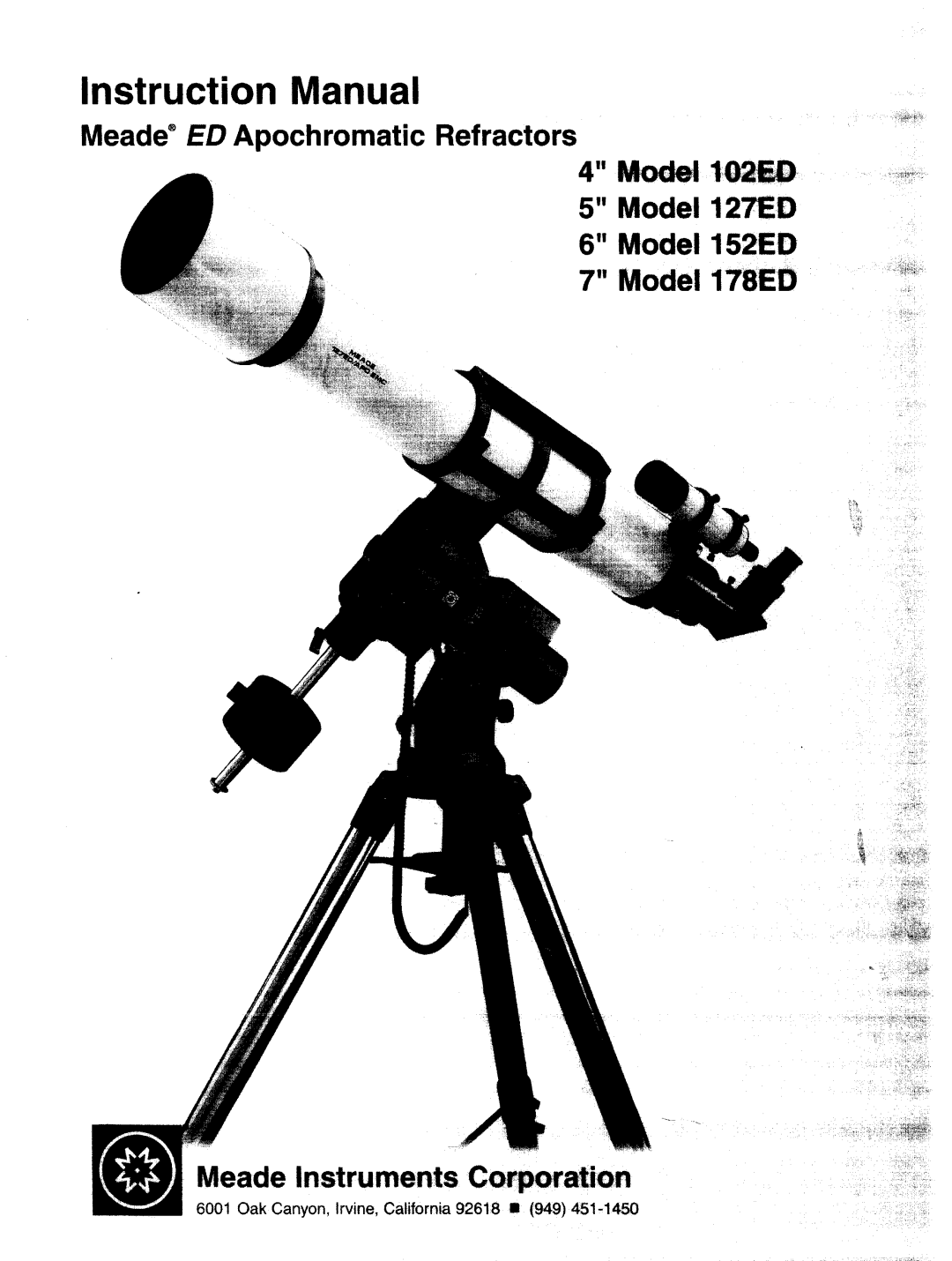 Meade 127ED, 178ED, 102ED, 152ED manual 