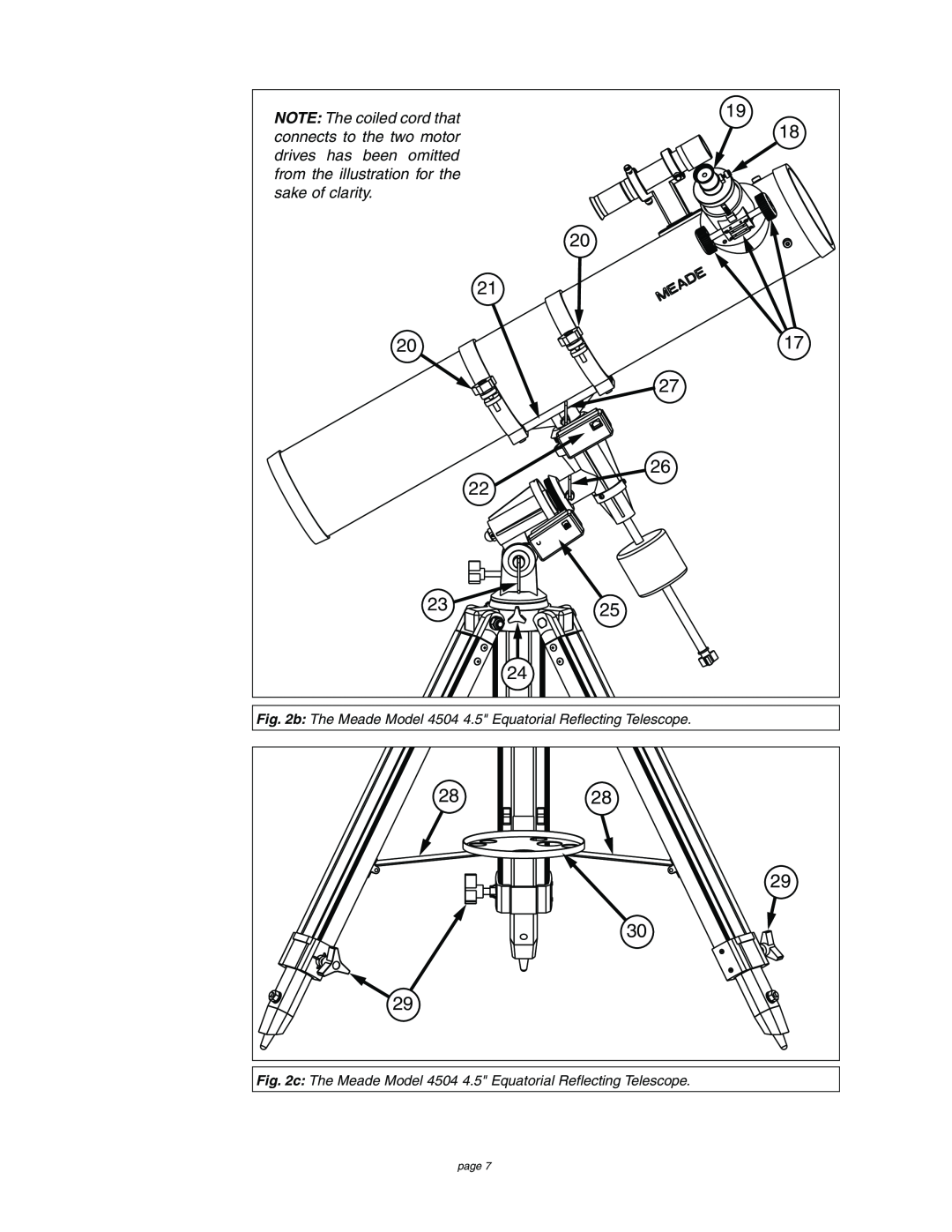 Meade instruction manual 2325, b The Meade Model 4504 4.5 Equatorial Reflecting Telescope, page 