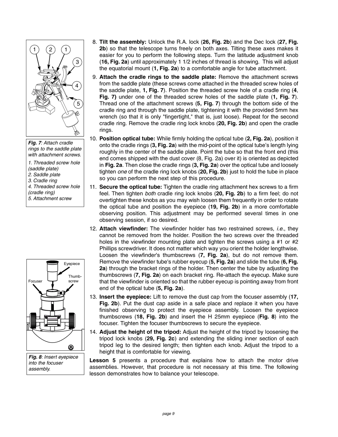 Meade 4504 instruction manual Insert eyepiece into the focuser assembly 