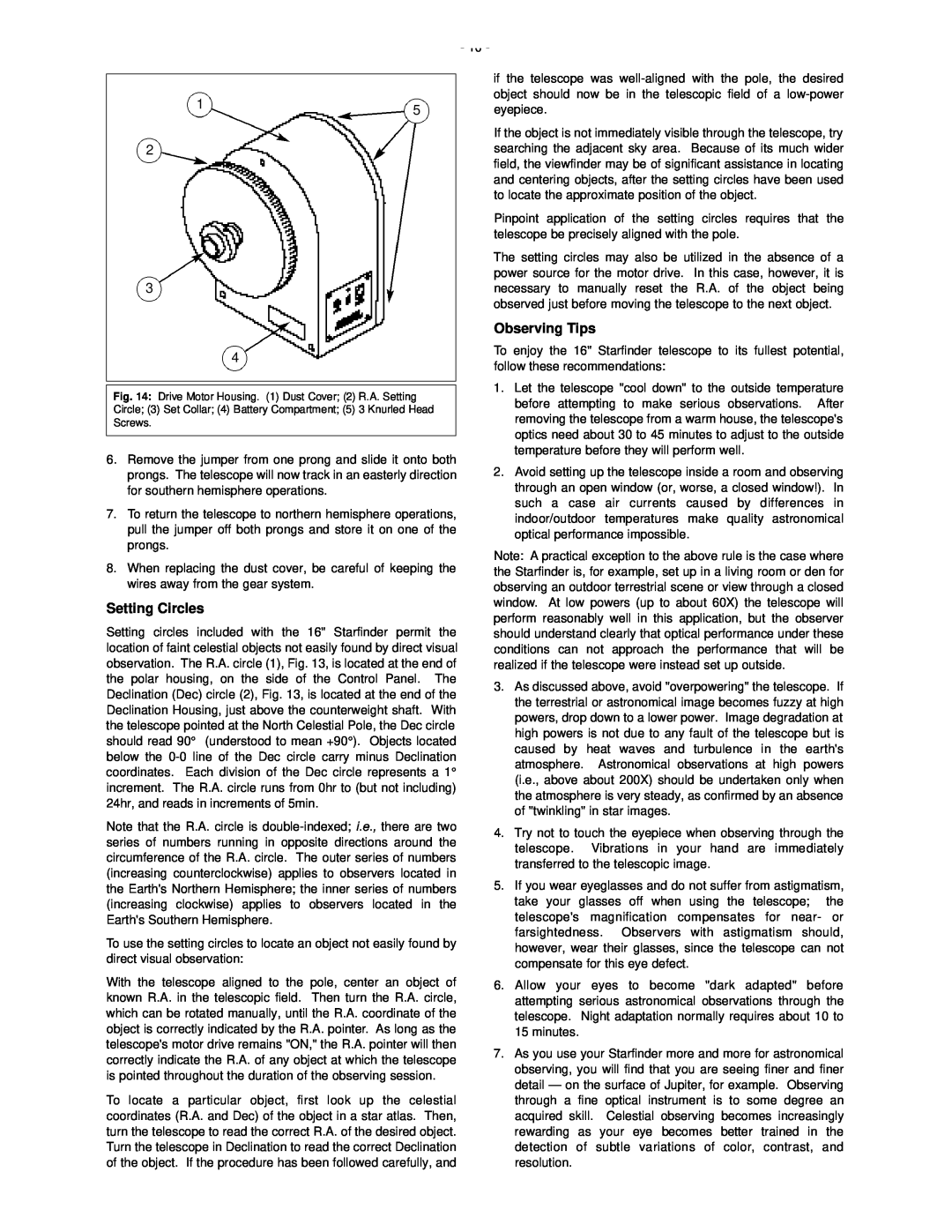 Meade 50 AZ-T instruction manual Setting Circles, Observing Tips 