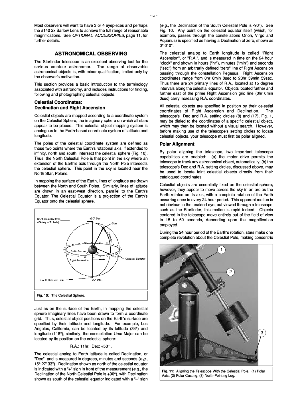 Meade 50 AZ-T Astronomical Observing, Celestial Coordinates, Declination and Right Ascension, Polar Alignment 