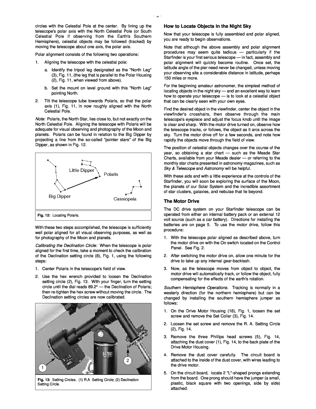 Meade 50 AZ-T instruction manual How to Locate Objects in the Night Sky, The Motor Drive 