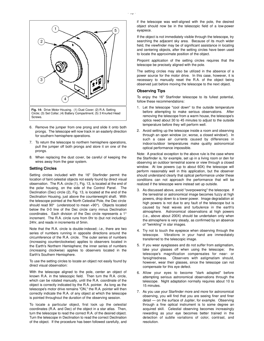 Meade 50 AZ-T instruction manual Setting Circles, Observing Tips 