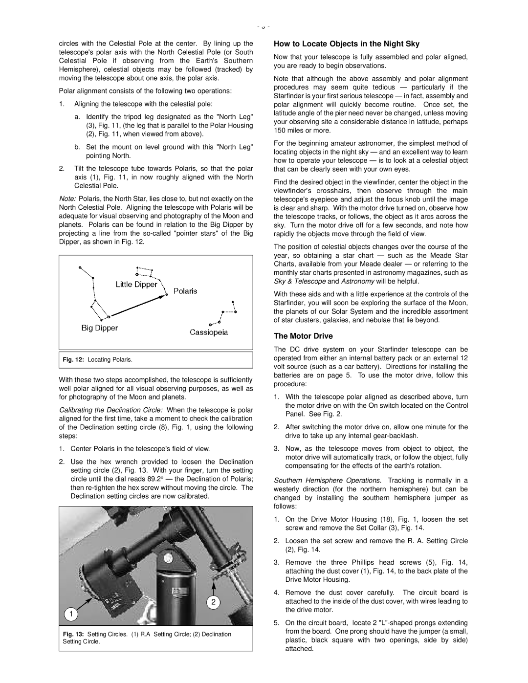 Meade 50 AZ-T instruction manual How to Locate Objects in the Night Sky, Motor Drive 