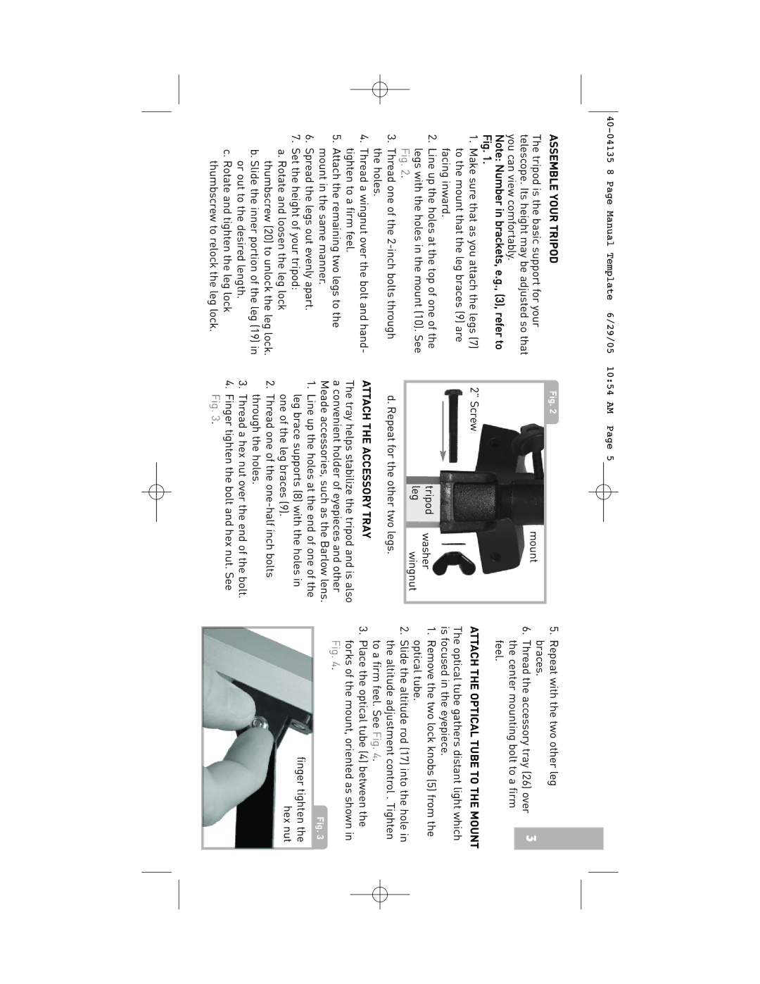 Meade 60AZ-A2 instruction manual Assemble Your Tripod, Attach the Accessory Tray, Attach the Optical Tube to the Mount 