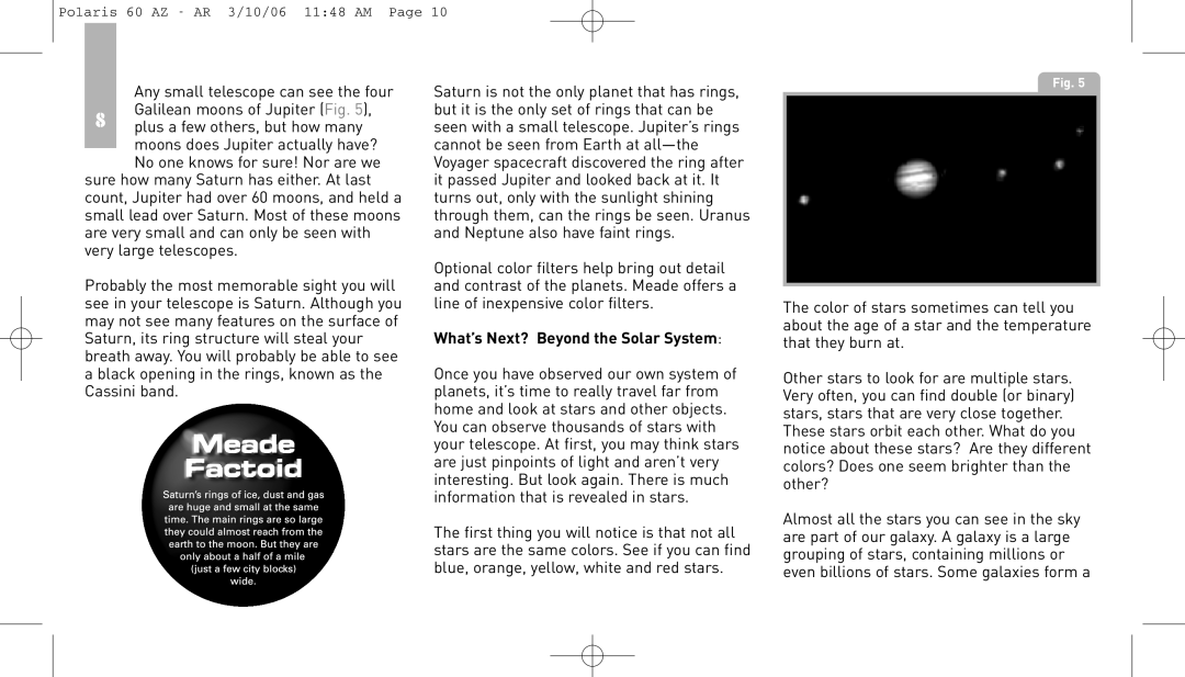 Meade 60AZ-AR instruction manual Polaris 60 AZ - AR 3/10/06 1148 AM Page 