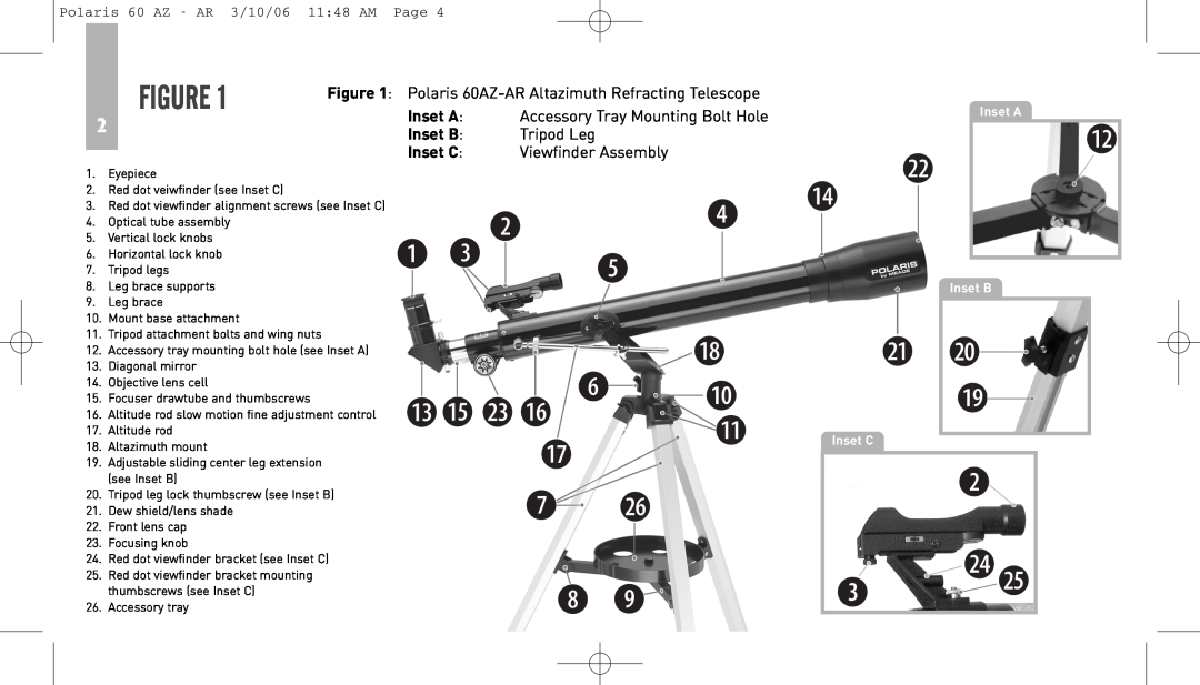 Meade 60AZ-AR instruction manual Polaris 60 AZ - AR 3/10/06 1148 AM Page 