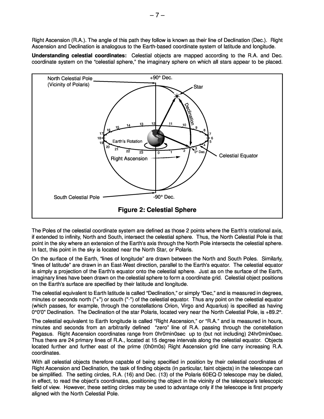 Meade 60EQ-D instruction manual Celestial Sphere 
