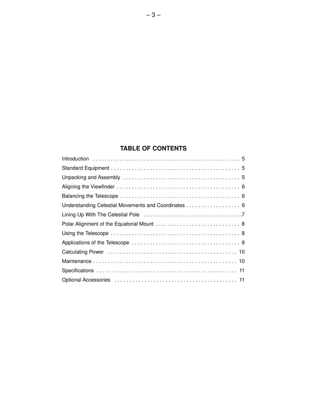 Meade 60EQ-D instruction manual Table of Contents 