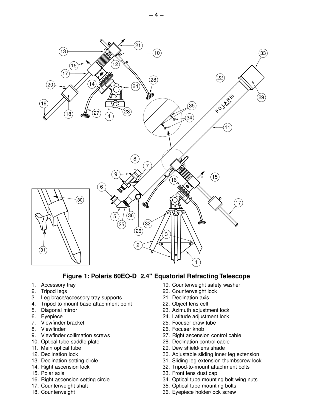 Meade instruction manual Polaris 60EQ-D 2.4 Equatorial Refracting Telescope 