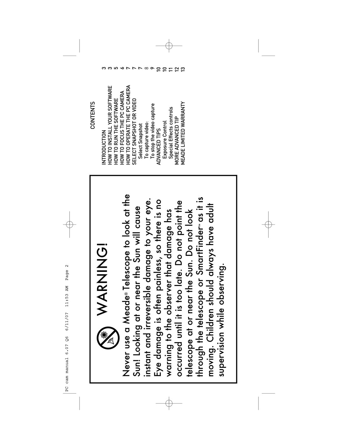 Meade 626-3233 instruction manual Contents 