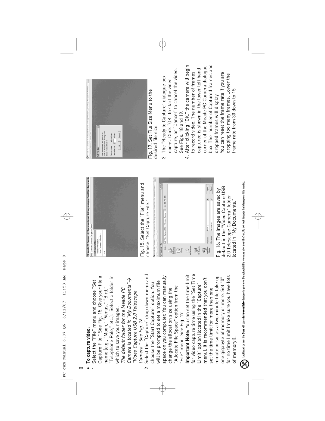 Meade 626-3233 instruction manual Select the File menu and choose. Set Capture File 